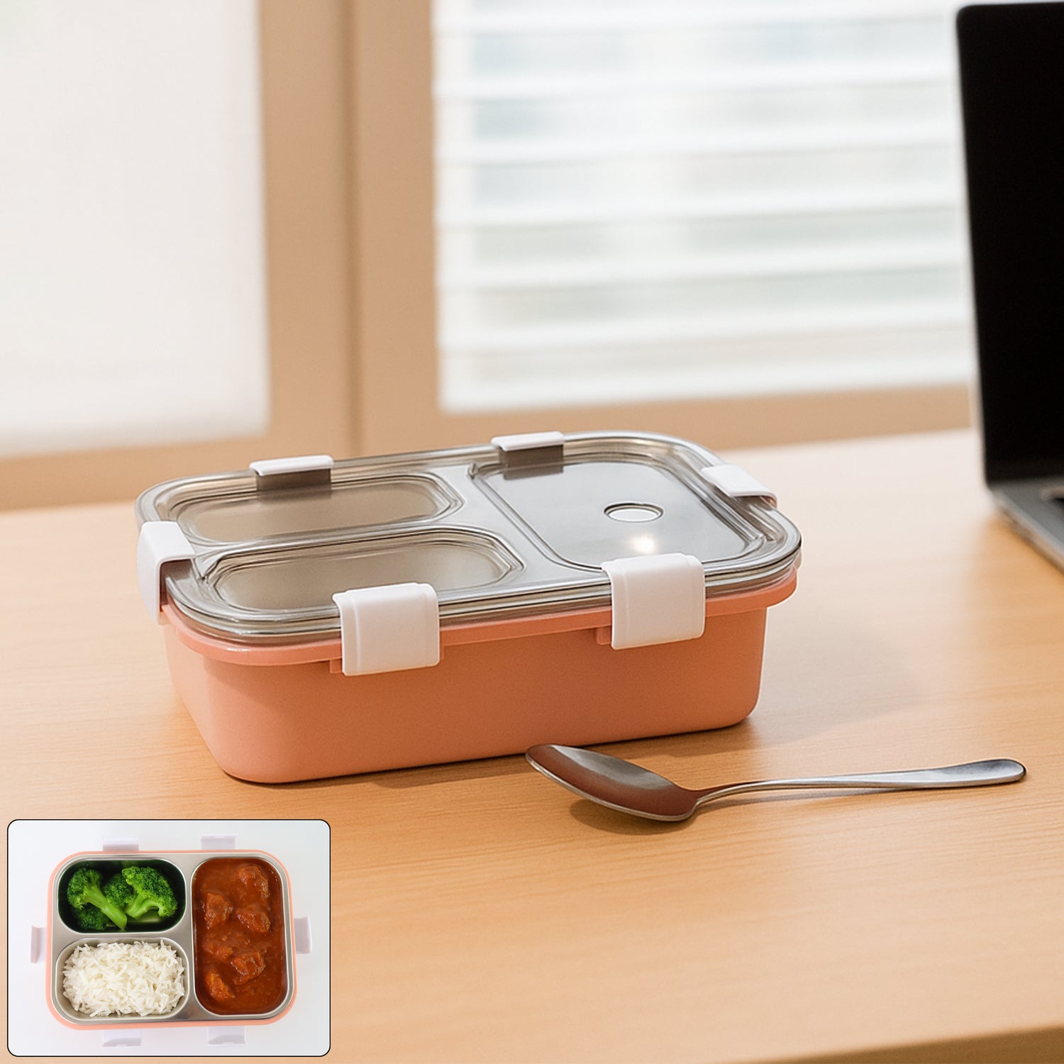 3-Compartment Lunch Box - (1 Pc) 3-Compartment Lunch Box - (1 Pc)